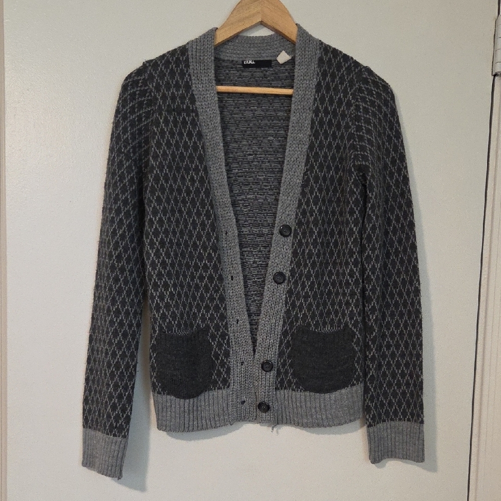 BDG Gray Classic Geometric Cardigan